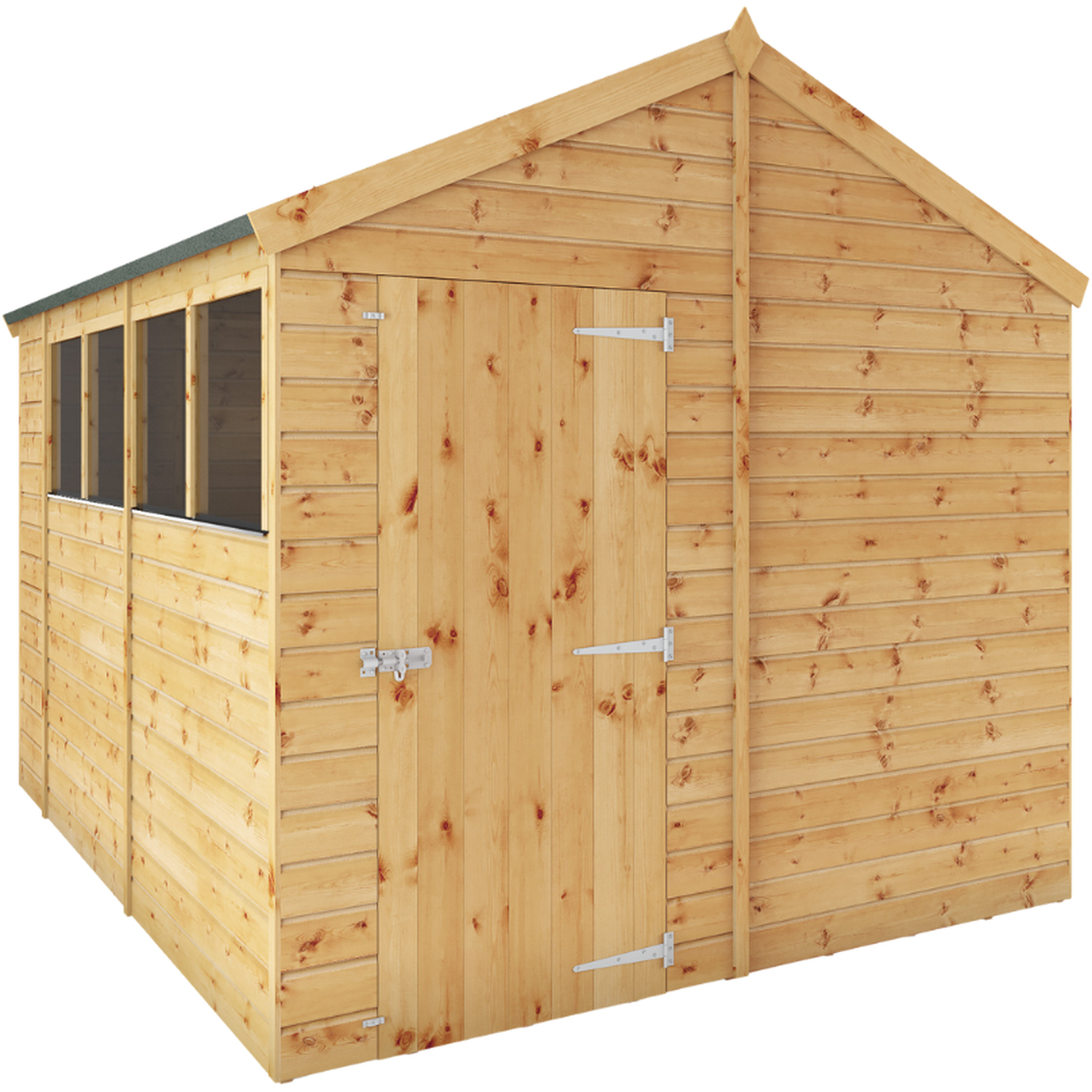 Mercia 10 x 8 Feet Shiplap Apex Shed - L296.6 x W250.4 x H235.6 cm - Brown
