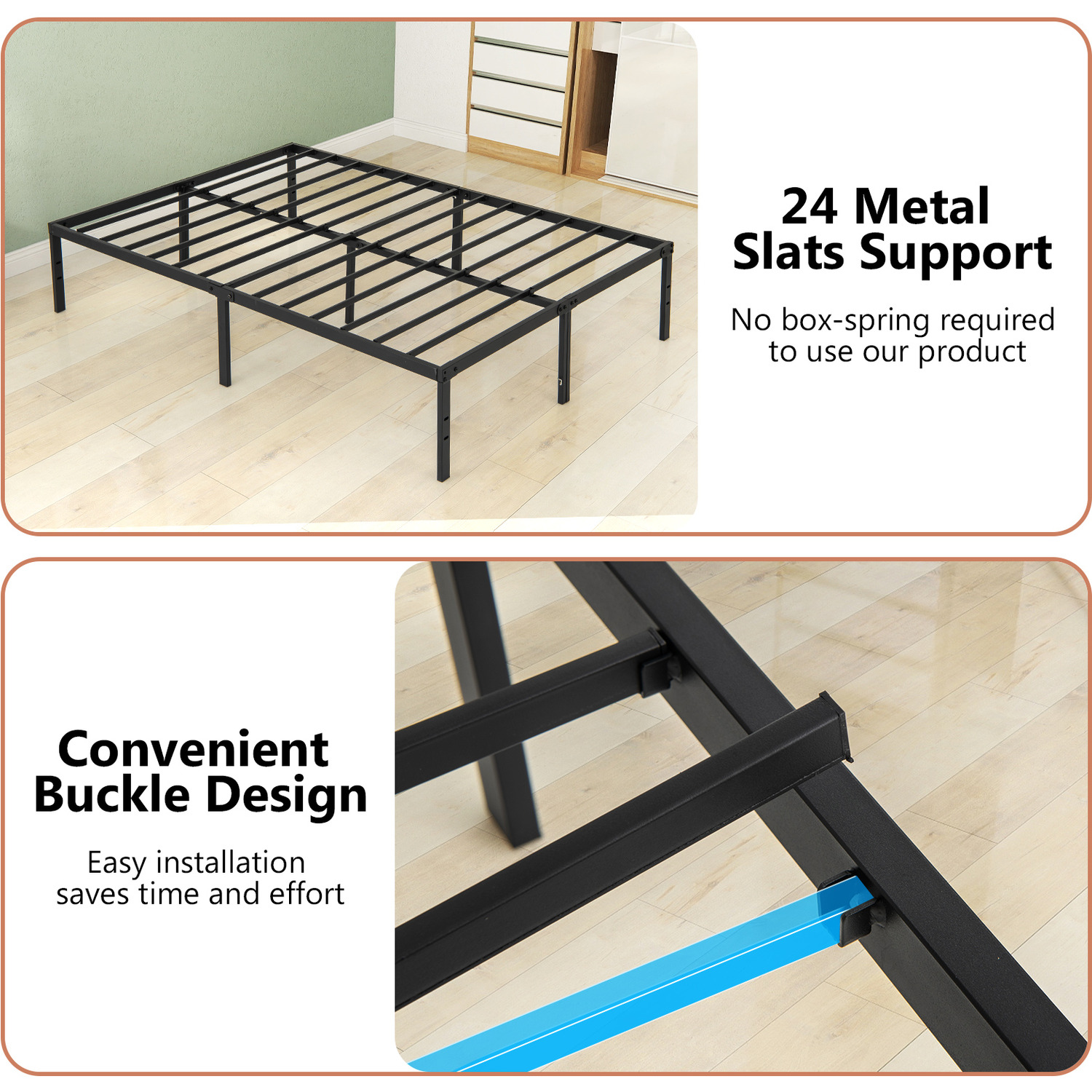 King Size Platform Bed Frame - Black