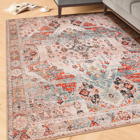 Traditional Medallion Machine Washable Area Rug - Hue