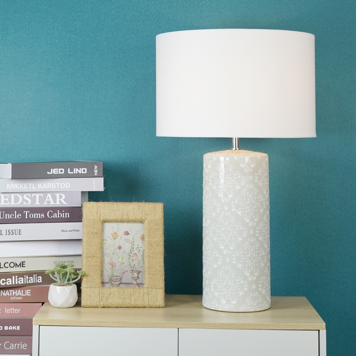 Cressida Table Lamp - Cream And White