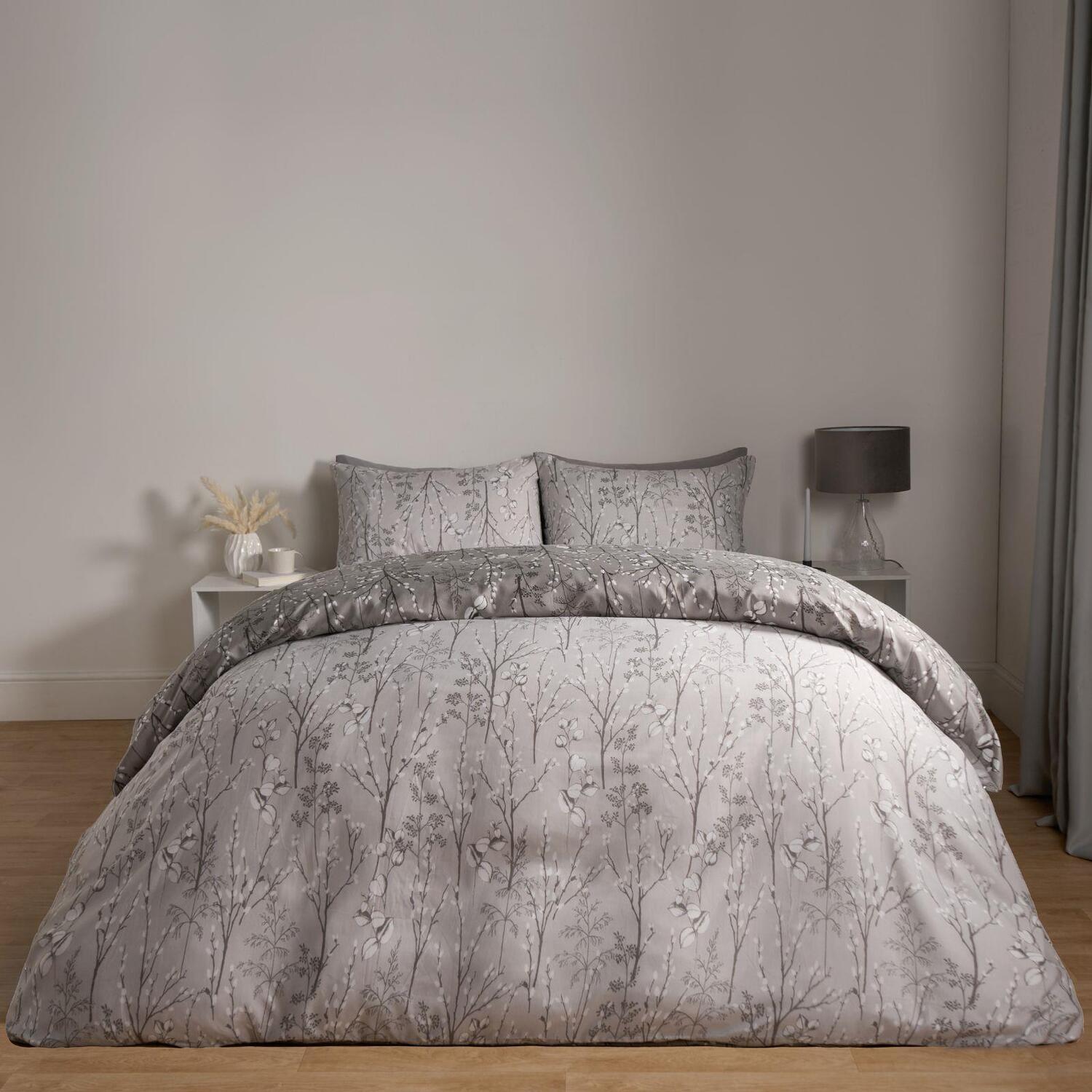 Willow Branch Duvet Set - Grey Superking
