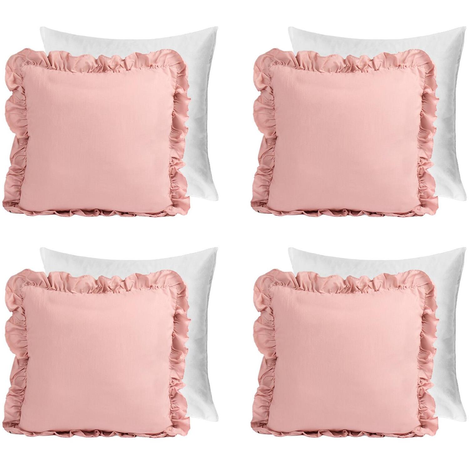 Pack Of Linen Frill Filled Cushion - Blush Pink / 4