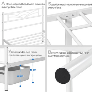 White / Single Metal Bed Frame with Cloud Design shot 7824489