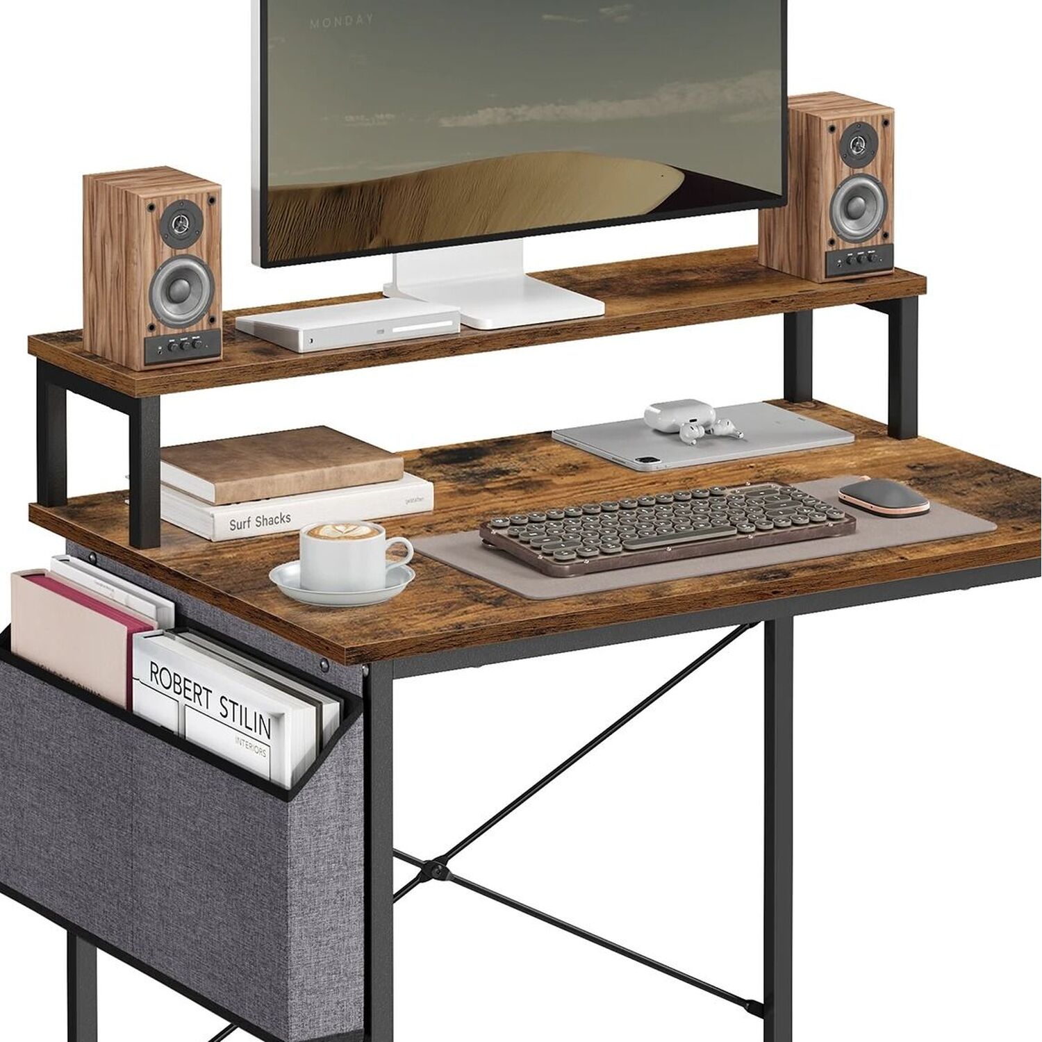 Computer Desk With Riser Rail Desk with Monitor Riser