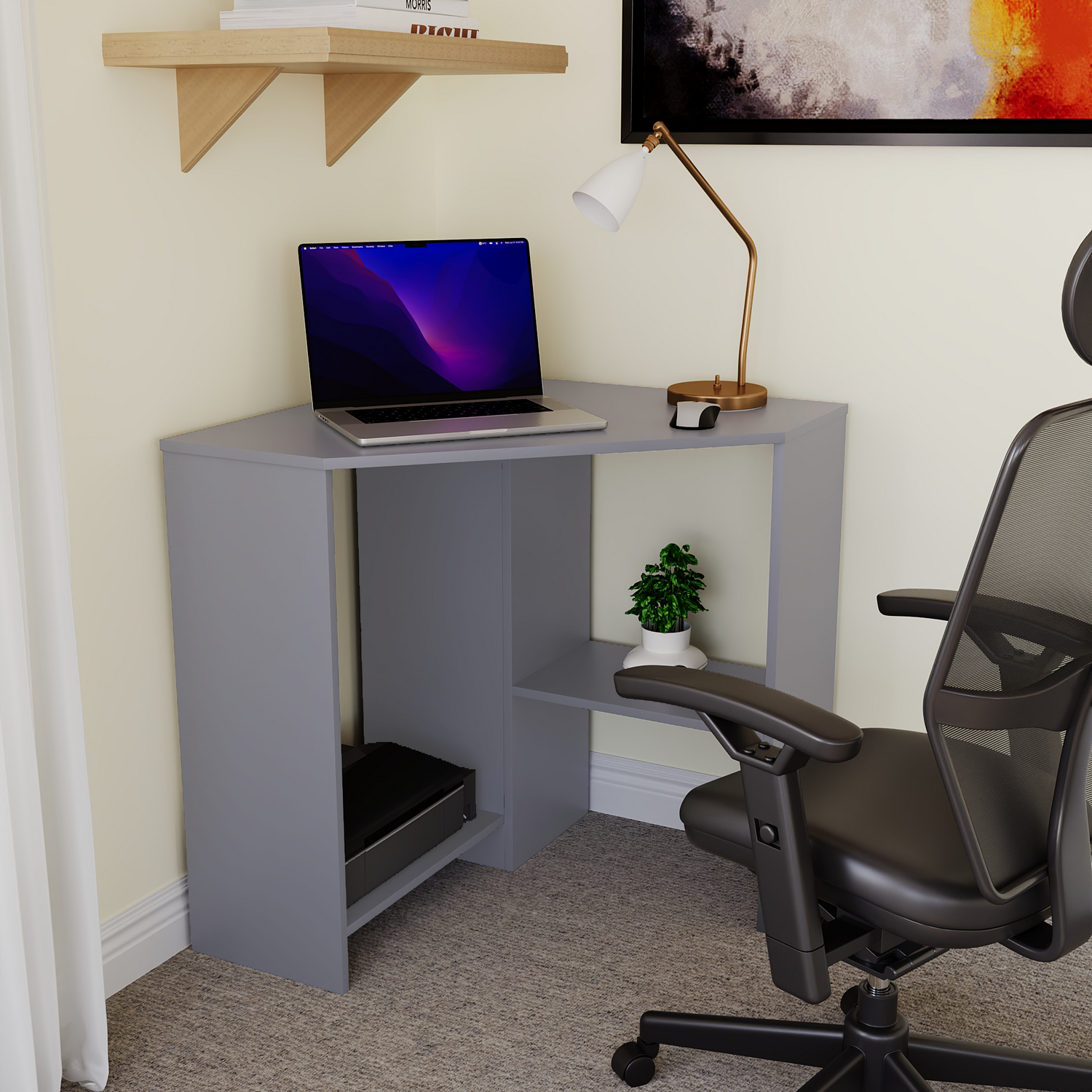 Hetton Corner Computer Desk - Grey