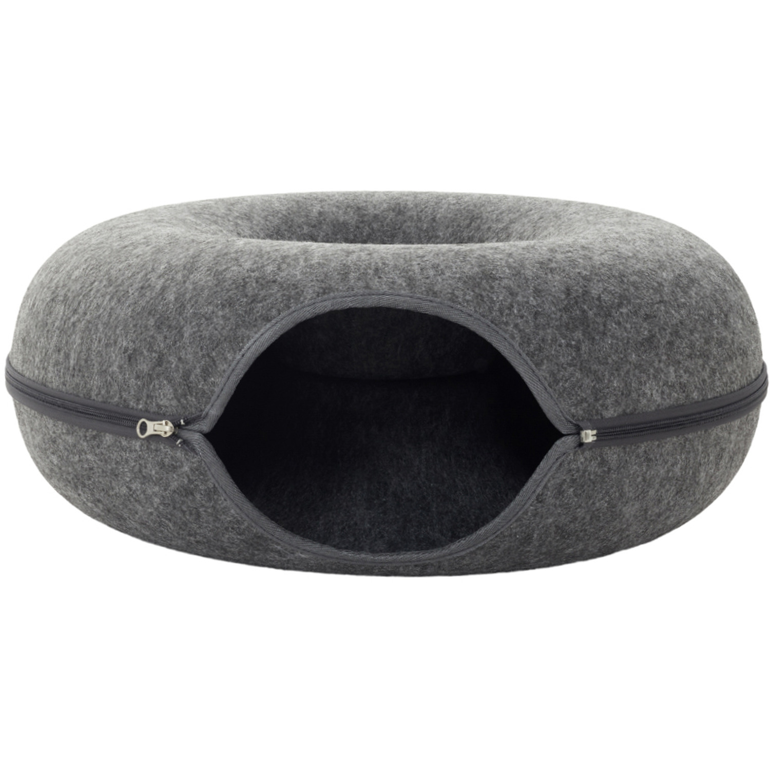 Round Felt Cat Tunnel Bed - Dark Grey / 50cm