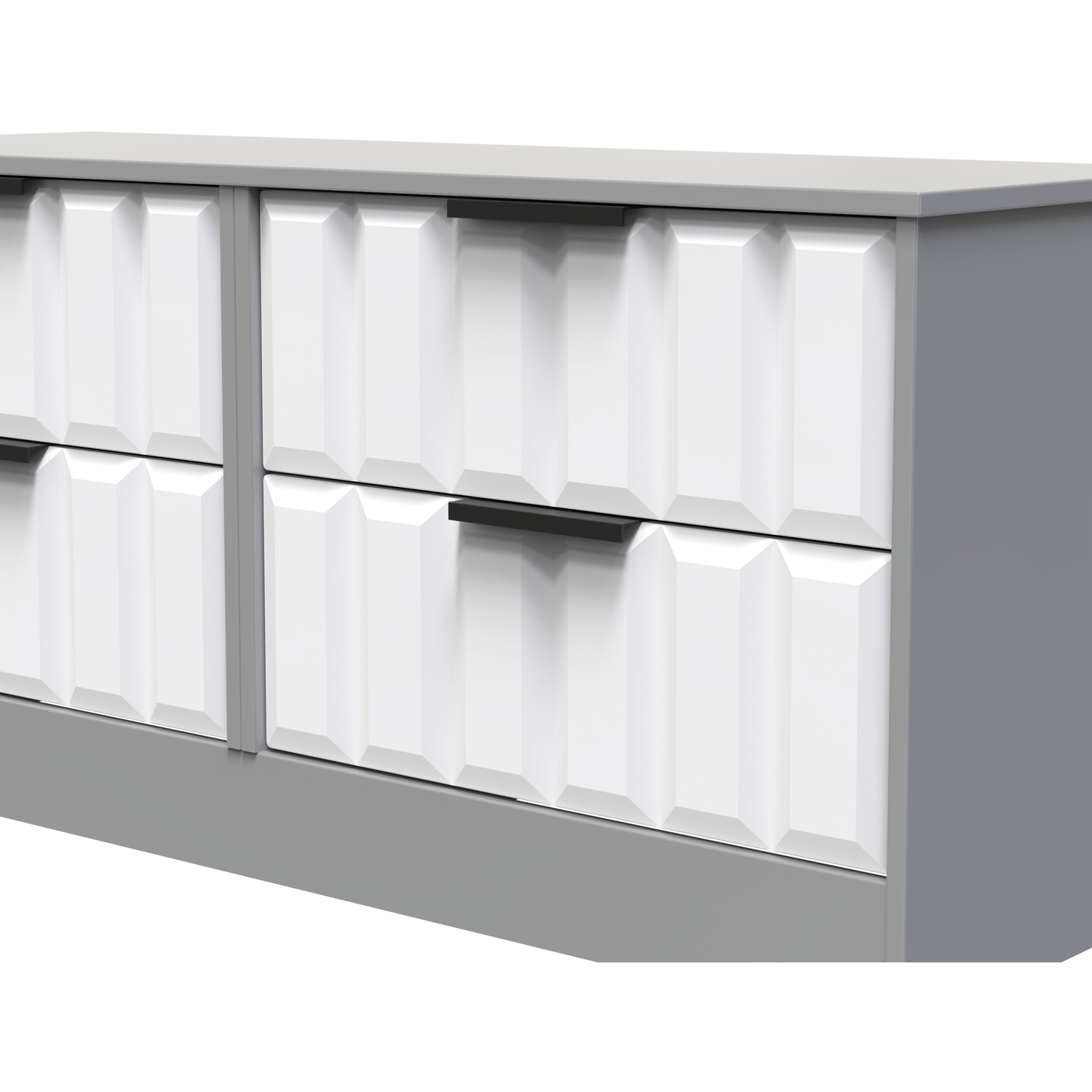 New York C Ready Assembled 4 Drawer Bed Box - White Matt Dusk Grey