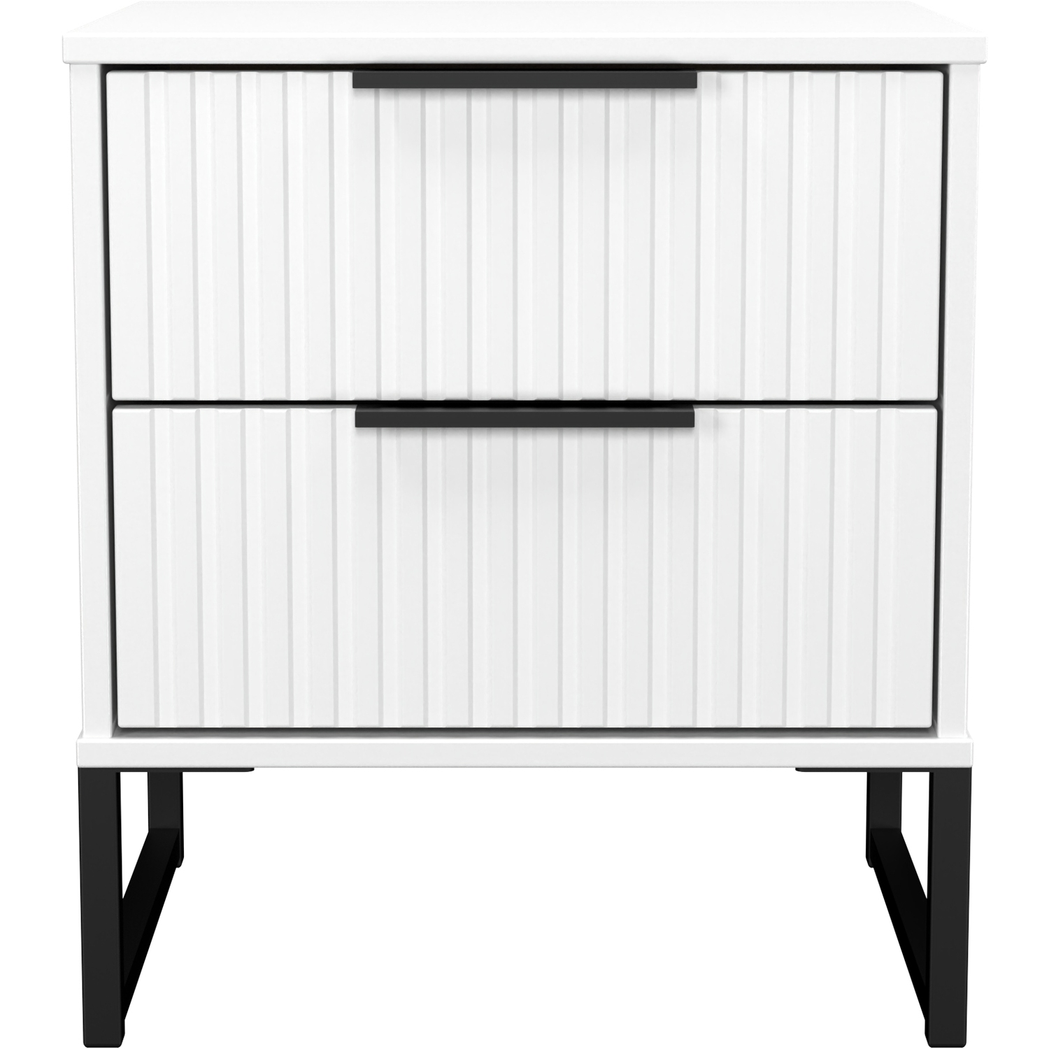 Fluted Ready Assembled 2 Drawer Bedside - White Matt