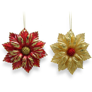 Glitter Pointsettia Hanging Decoration