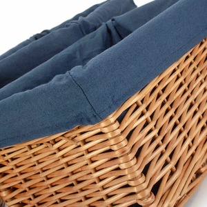 Double Steamed Navy Cotton Lined Willow Storage Basket