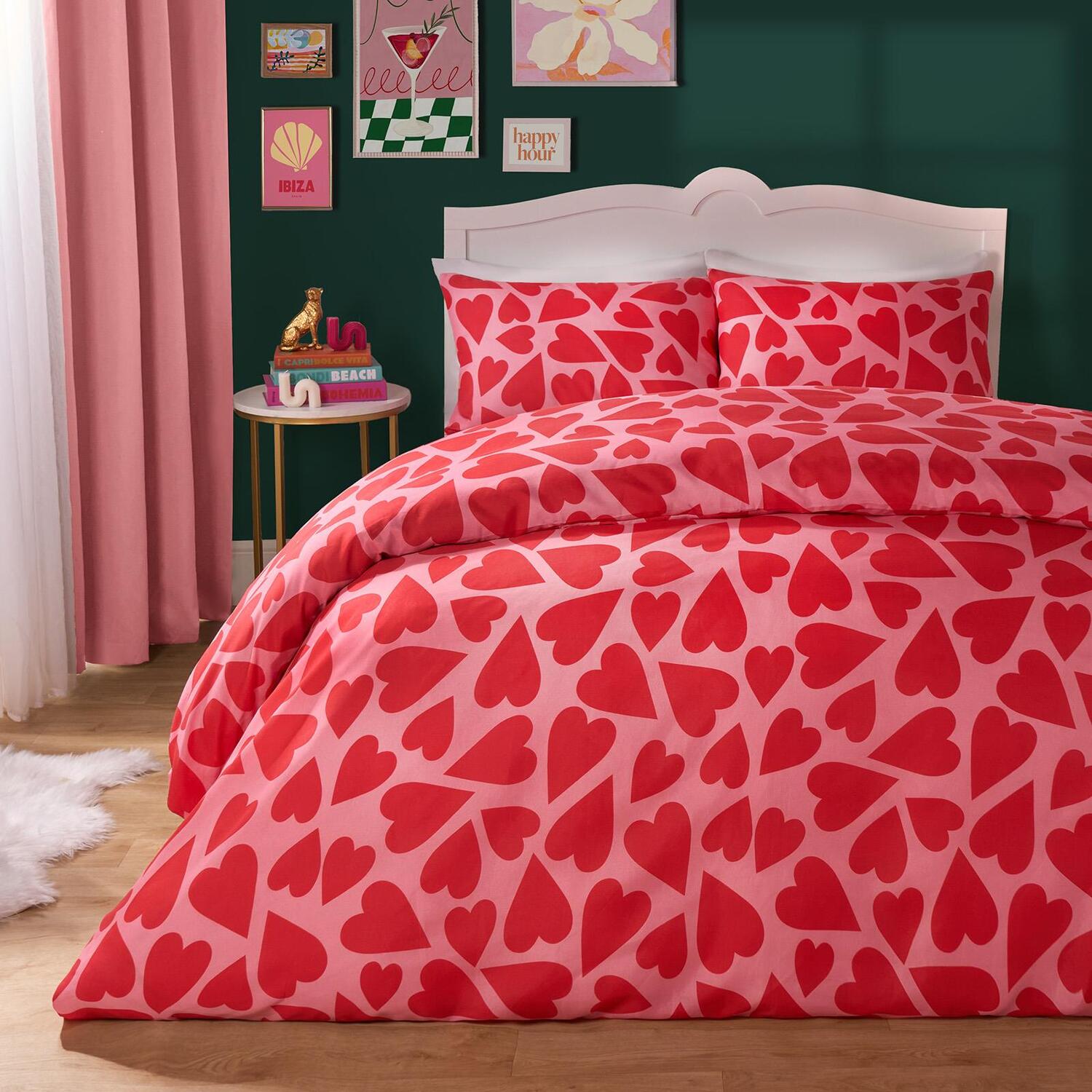 Heart Duvet Cover Set - Red Single