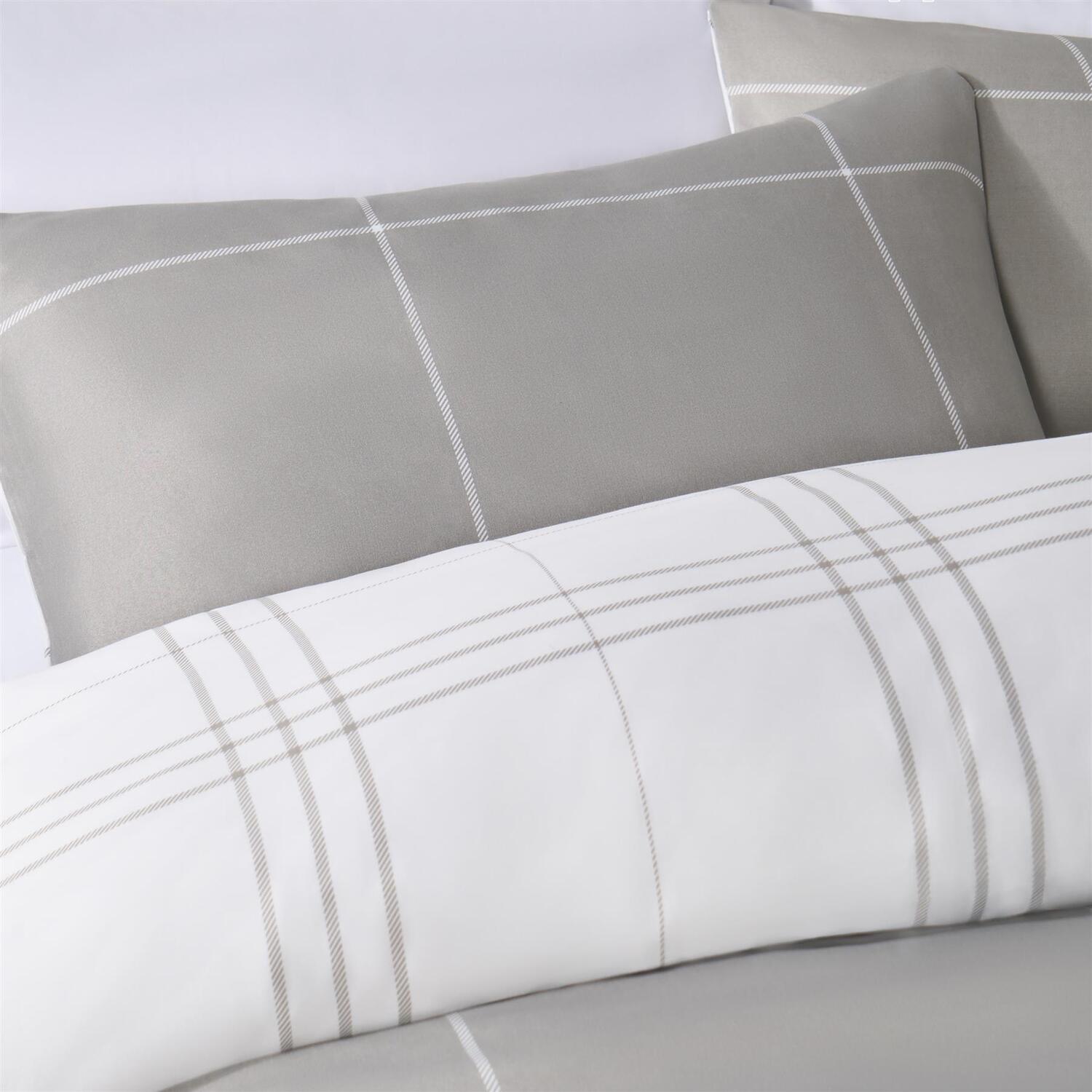 Square Check Duvet Cover Set - Grey Single