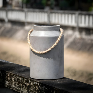 Tall Round Concrete Milk Can Garden Patio Planter