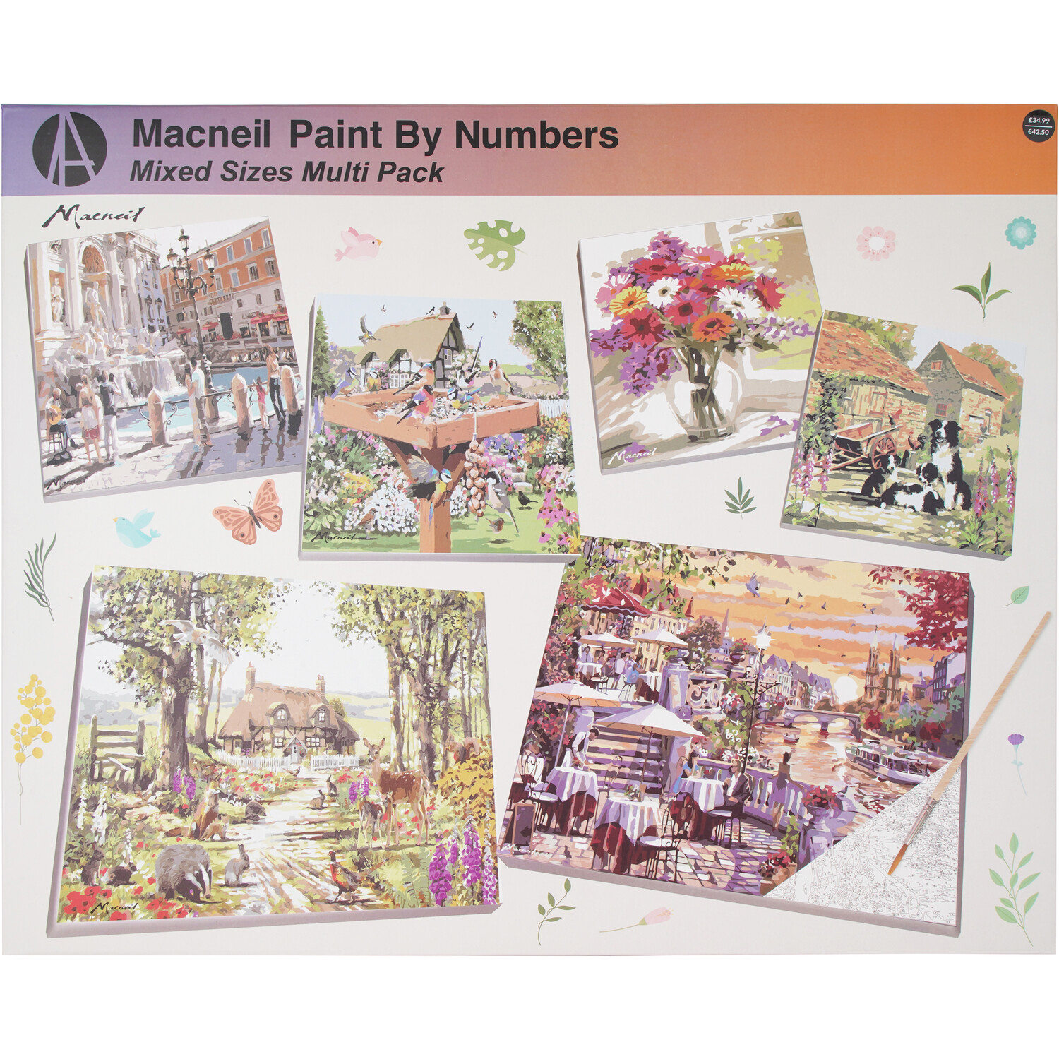 Art Studio Macneil Paint By Numbers Special Mixed Sizes Multipack - Multicolour