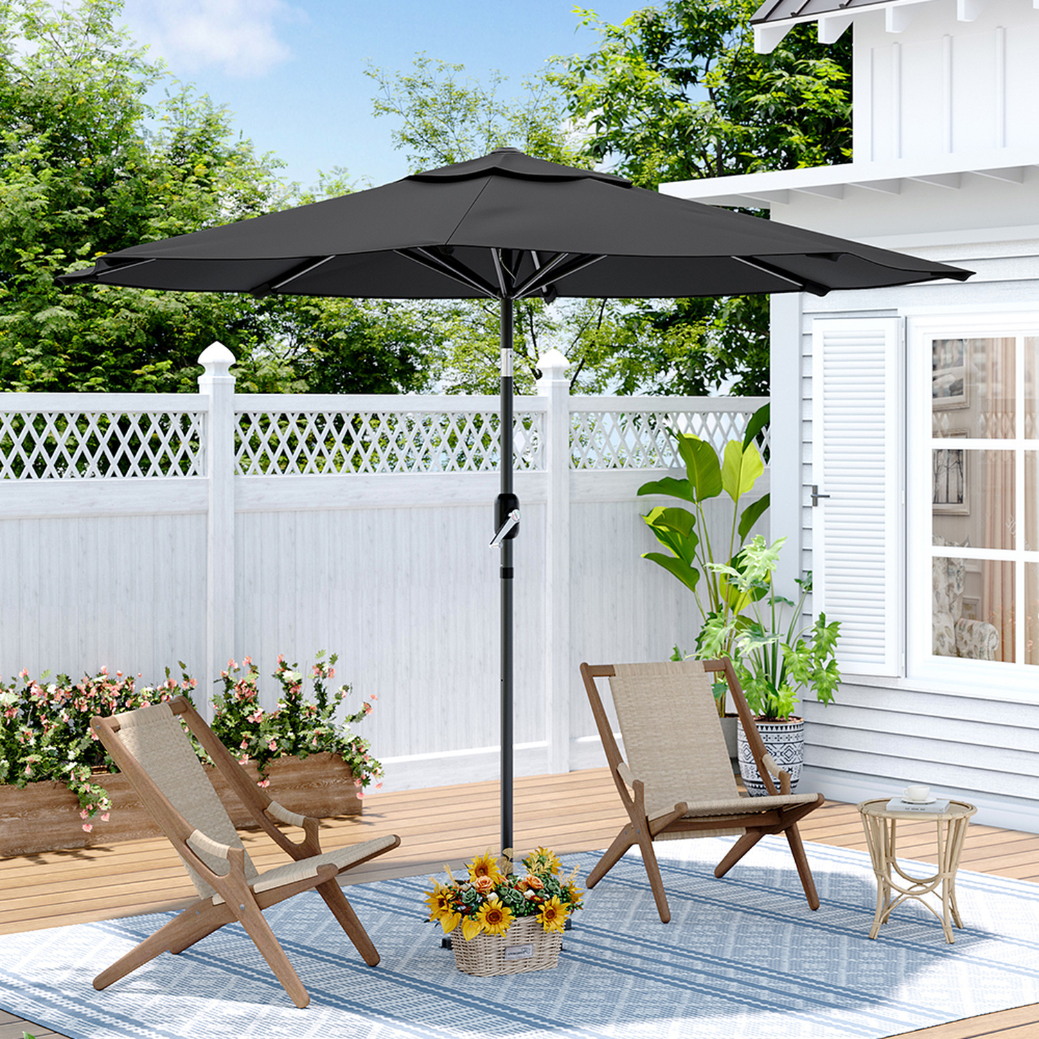 HomeScape 3M Parasol Rotating Patio Umbrella for Sun and Rain