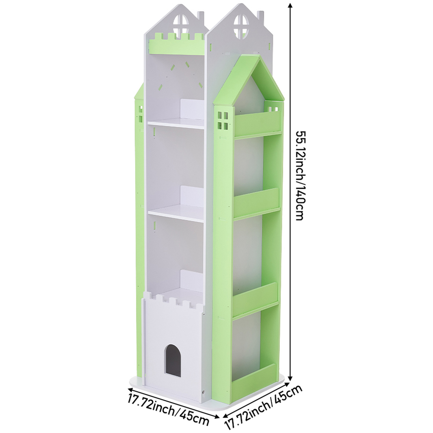 5-tier Castle Kids Rotating Bookshelf - Green
