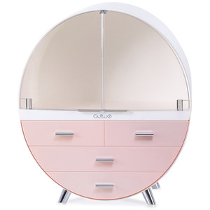 Lidded Makeup Storage Box Round Design