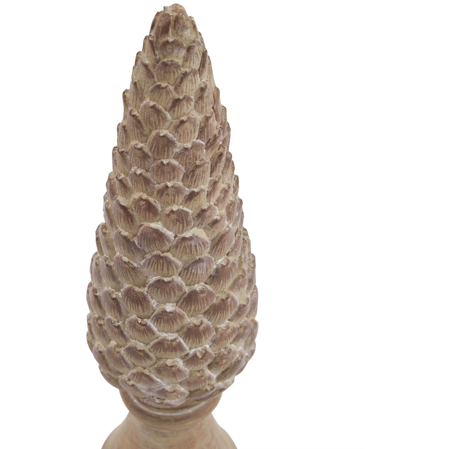 Rustic Pinecone Sculpture On Base - Brown