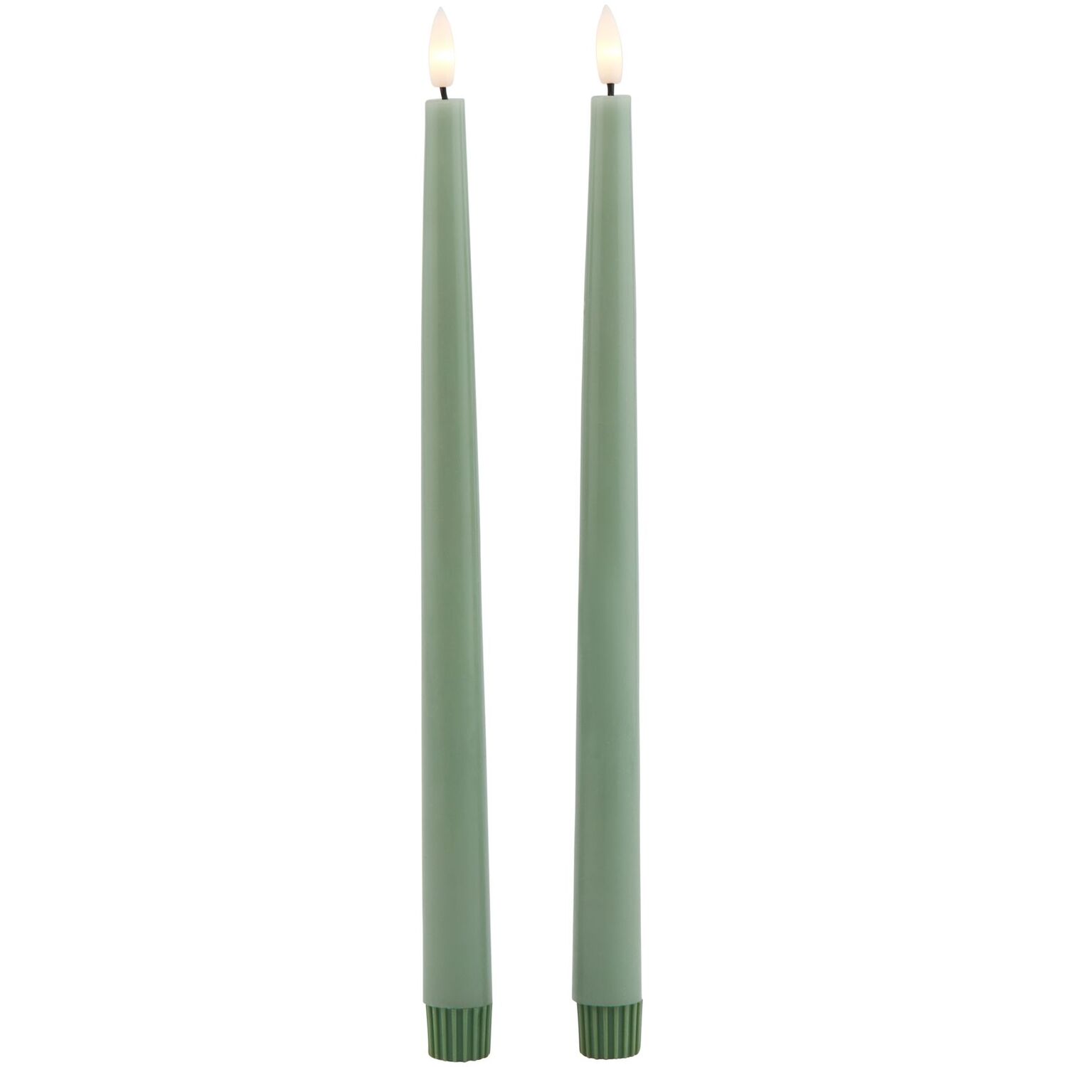 Led Wax Dinner Candles Set Of 2 - Sage