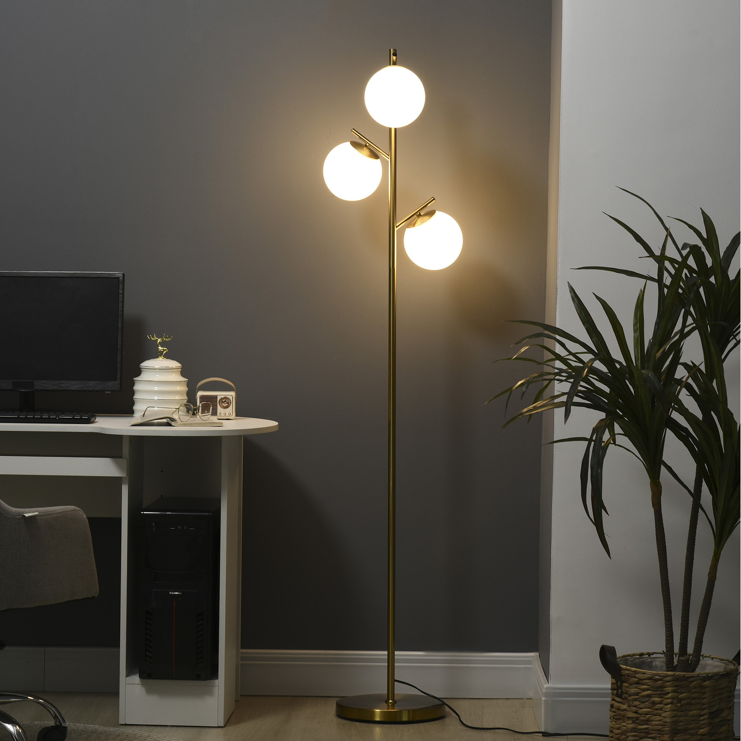 Image of HOMCOM Modern 3 Lights Tree Floor&hellip;