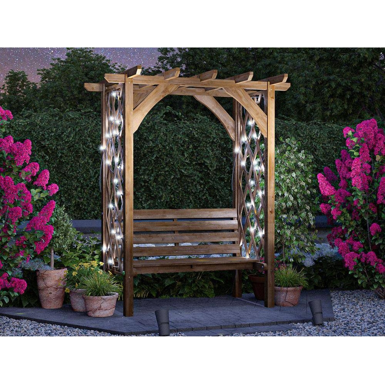 6x4 6ft Dunster House Wooden Pergola With Seat Plant Frame - Brown