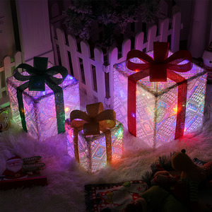 Set Of 3 Decorative Prop Christmas Gift Boxes