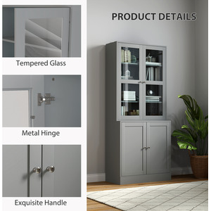 Grey HOMCOM Modern Bookcase with Adjustable Shelves shot 10823965