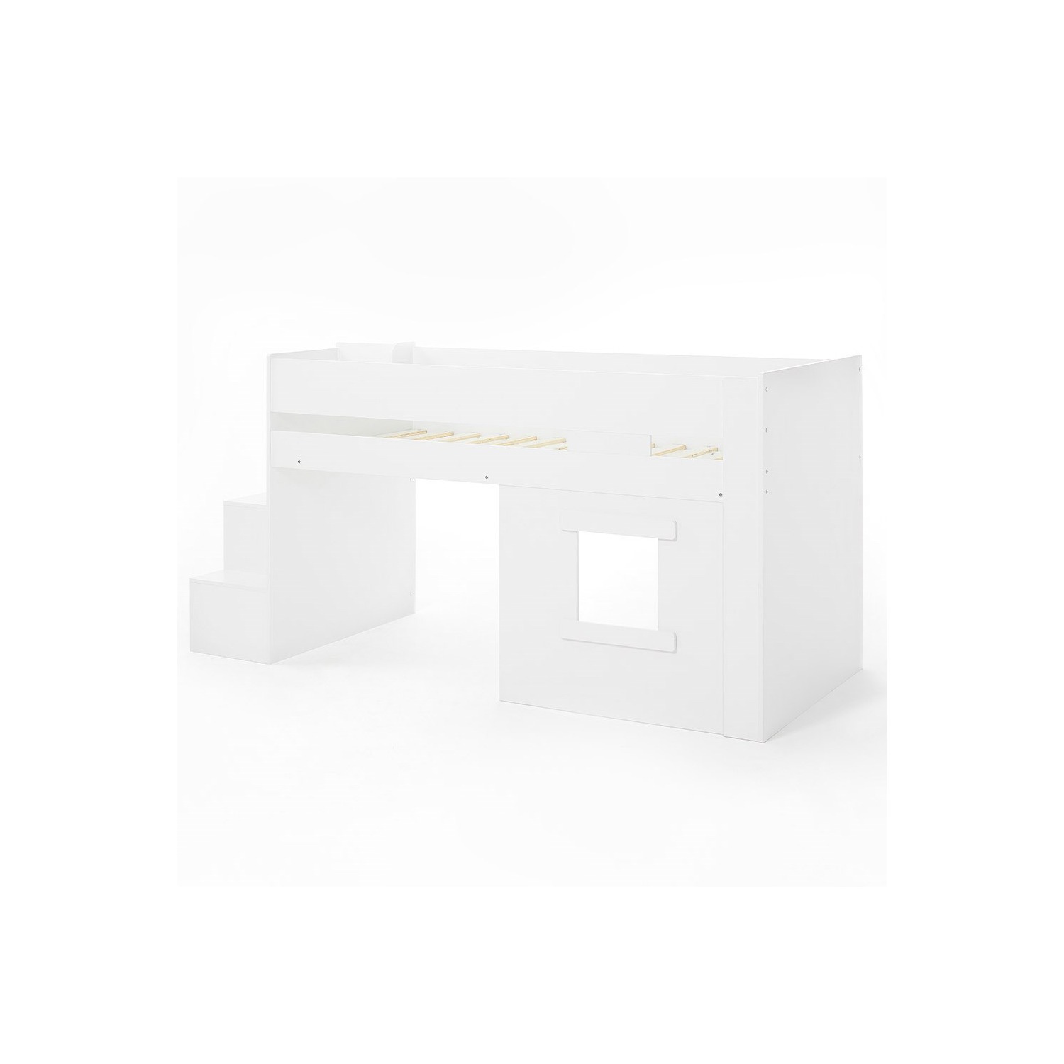 Marlowe Mid Sleeper Bed With Steps And Storage - White