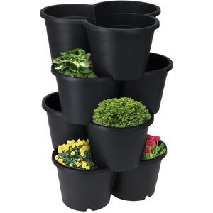 Stackable Flower Pot Planters Set of 4 for Outdoor Vertical Garden