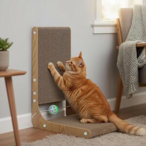 48cm L Shaped Cat Scratching Board with Ball Toy