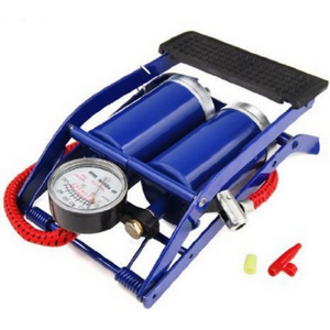 Foot Pump Inflator Double Cylinder Tyre Pressure Gauge