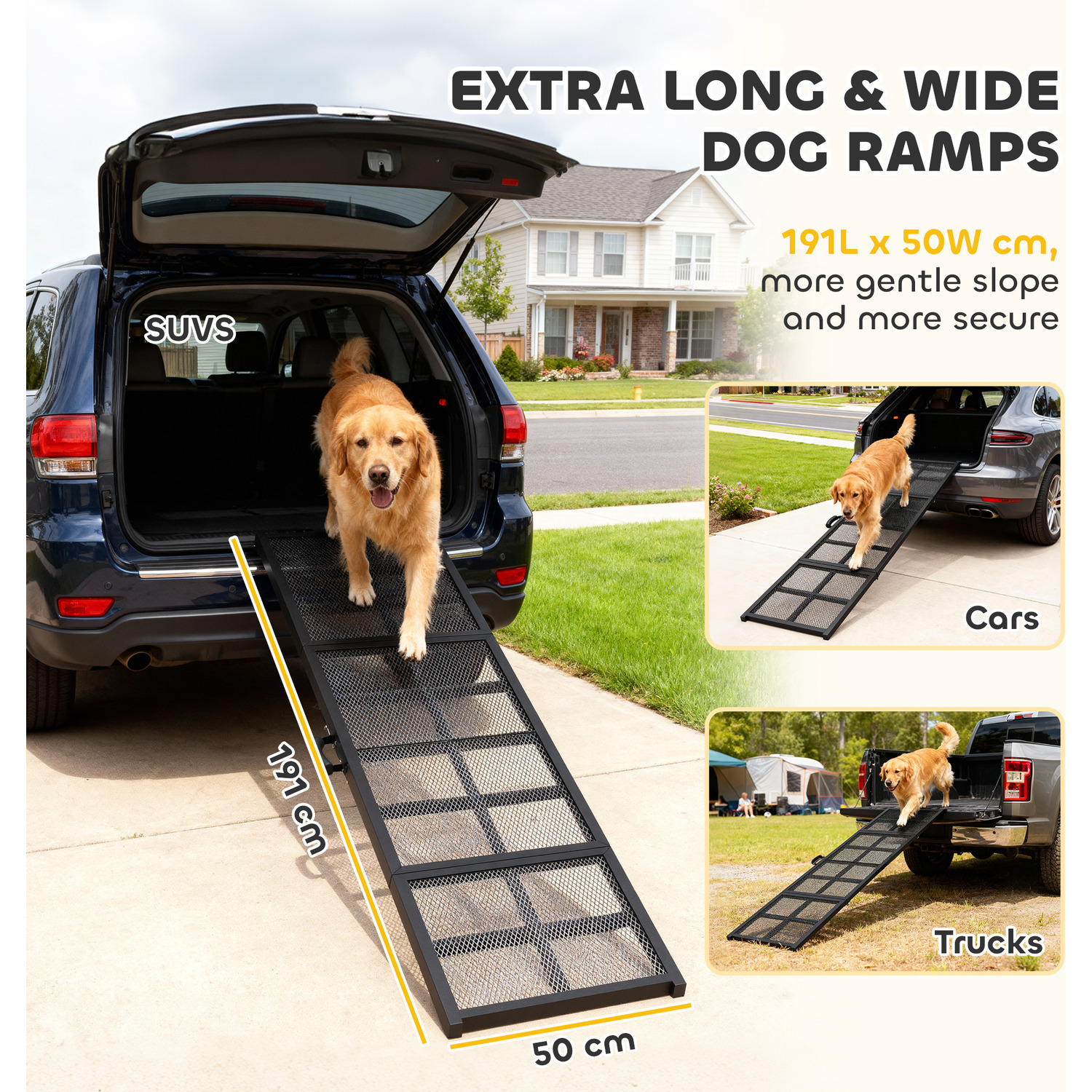 Large Dog Ramp Out Window PawHut Folding Dog Ramp Portable Pet Ramp for Large Dogs