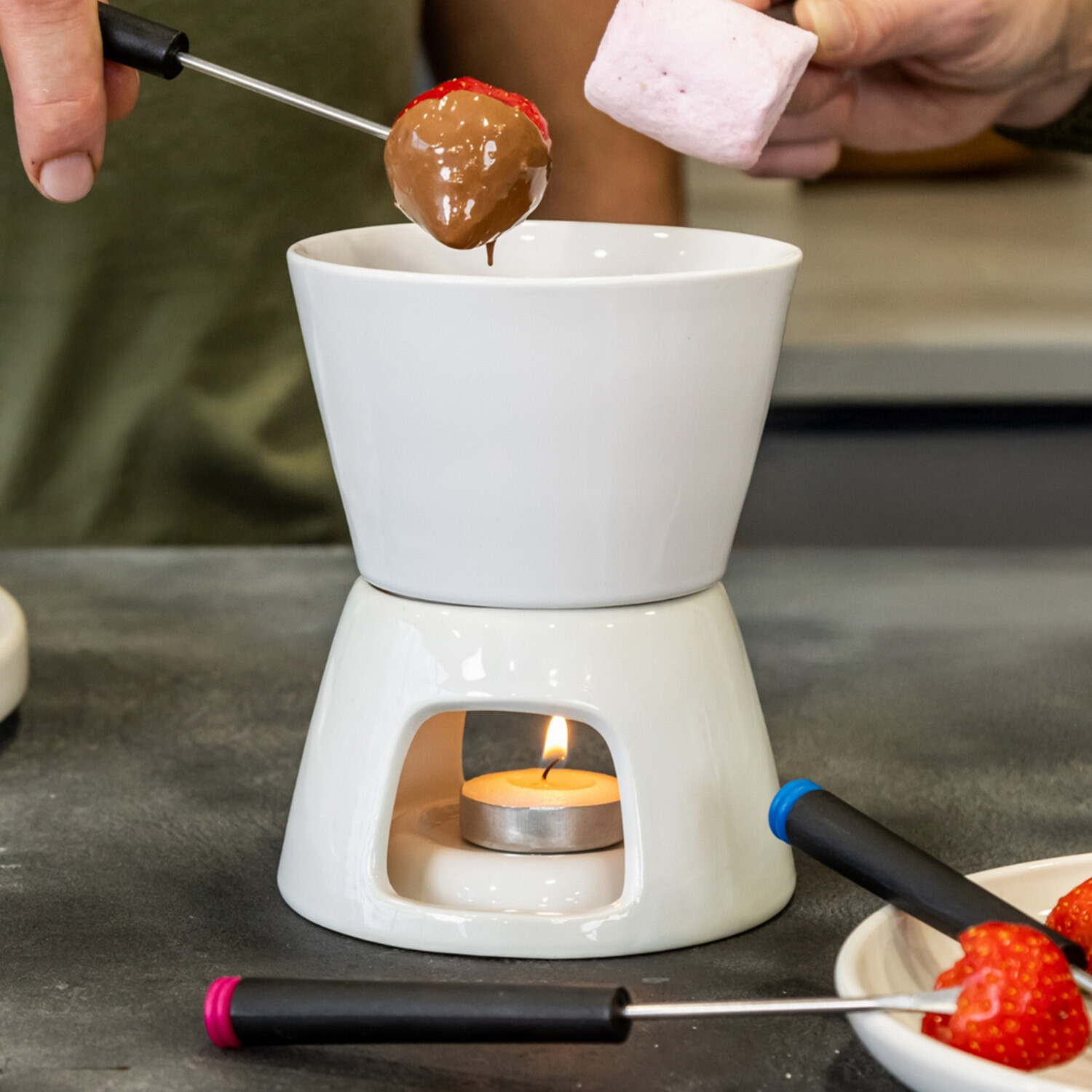 Image of KitchenCraft Chocolate Fondue Set - White