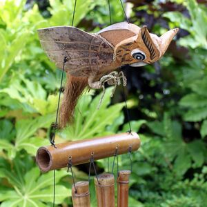 Handmade Coconut Owl Bamboo Wind Chimes