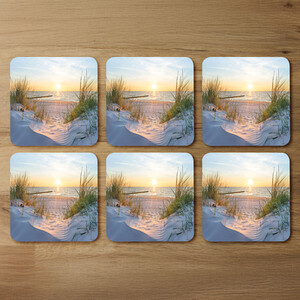 Sunset at the Baltic Sea Beach Designer Coaster Set