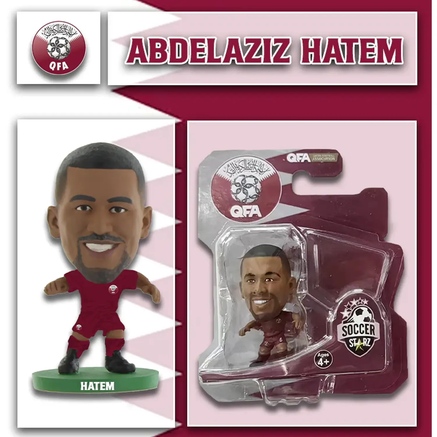 SoccerStarz Qatar Abdulaziz Hatem - Home Kit 5cm Figure - Purple