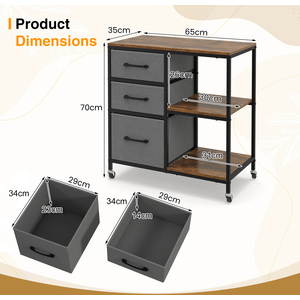 3 Drawer Mobile File Cabinet