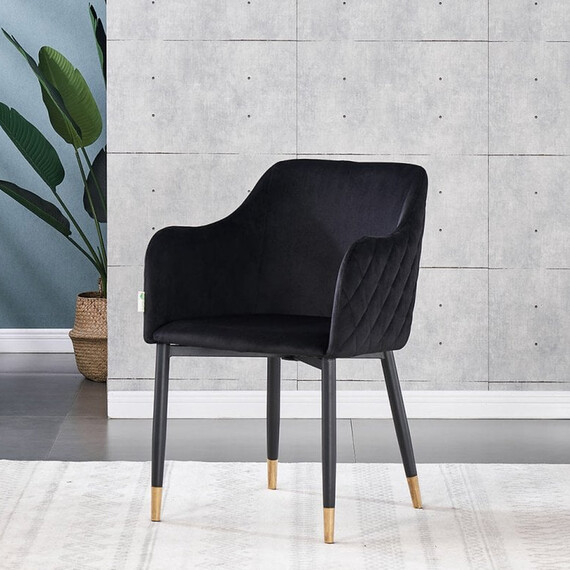 Single Verona Velvet Dining Chair with Silver End Caps Dining Room