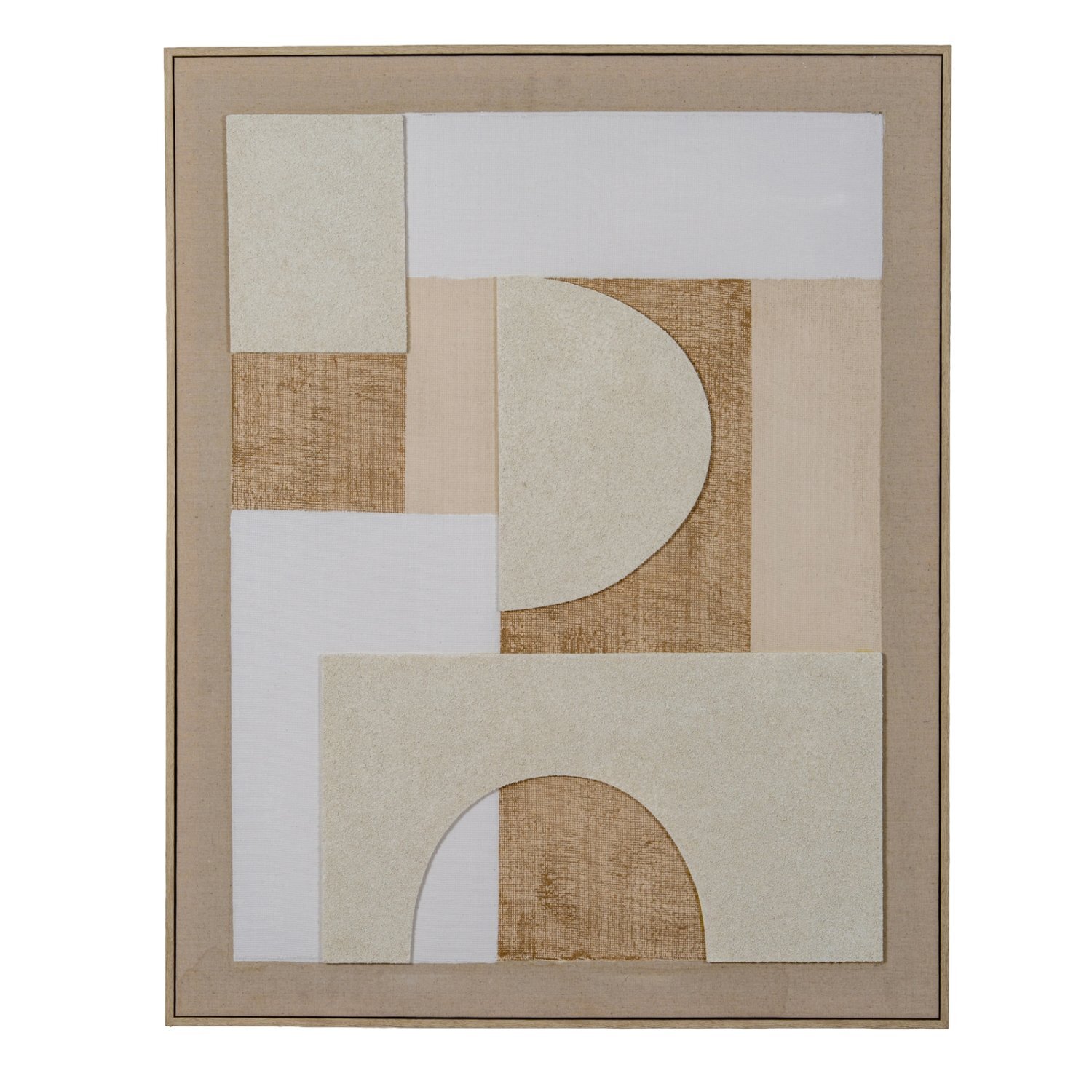 Lumera Linen Textured Canvas Wall Art in Frame - Elegant Modern Decor - Brown