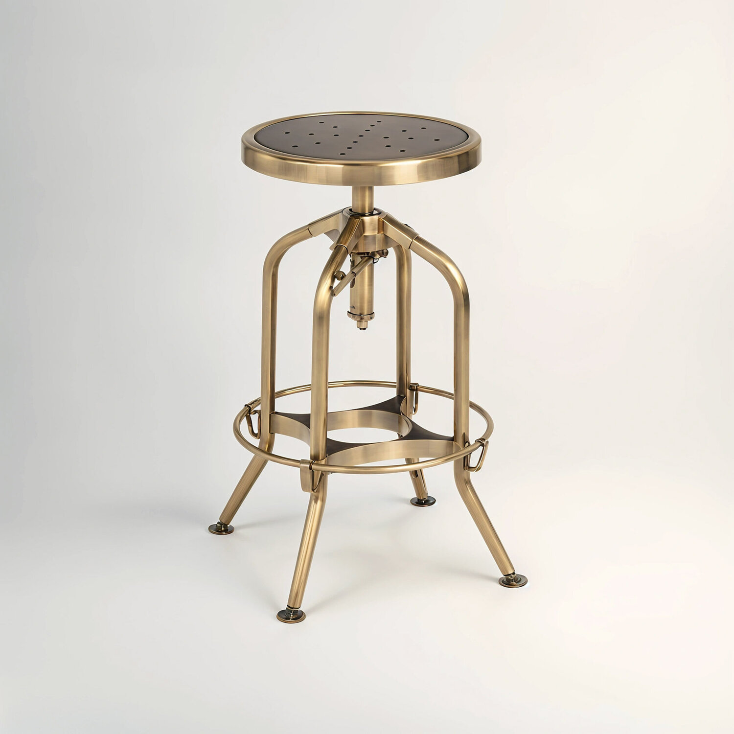 Gator Brass Finish Adjustable Bar Stool - Gold