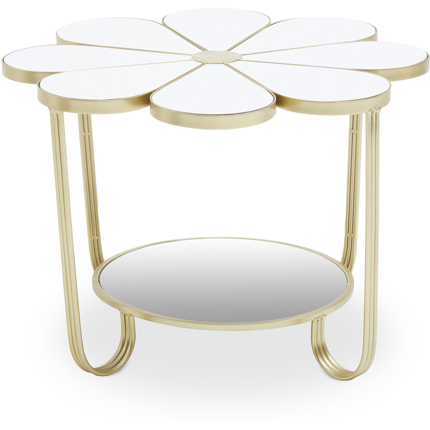 Jodie White Top Petal Shape Table - Gold