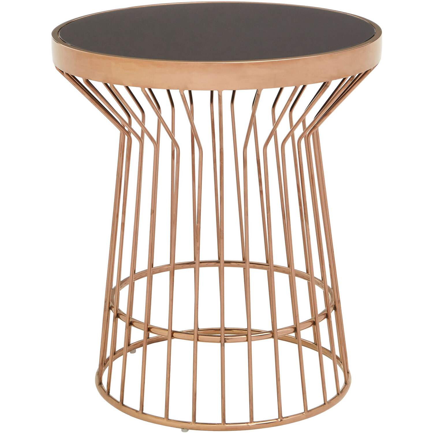 Alvaro Copper Finish Round Side Table - Gold