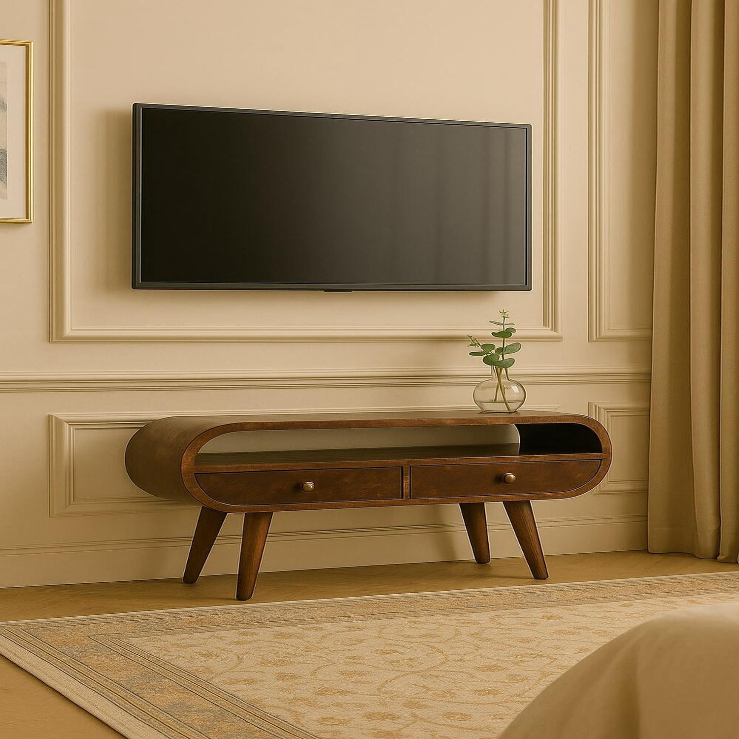 Artisan Furniture Solid Wood California Walnut Circular Tv Stand - Brown