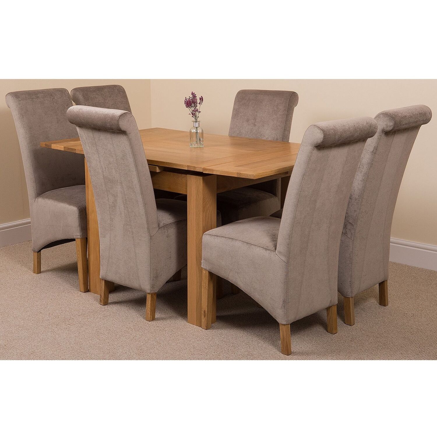 Thats Furniture Richmond 90-150Cm Oak Extending Dining Table And 6 Montana Fabric Chairs - Grey