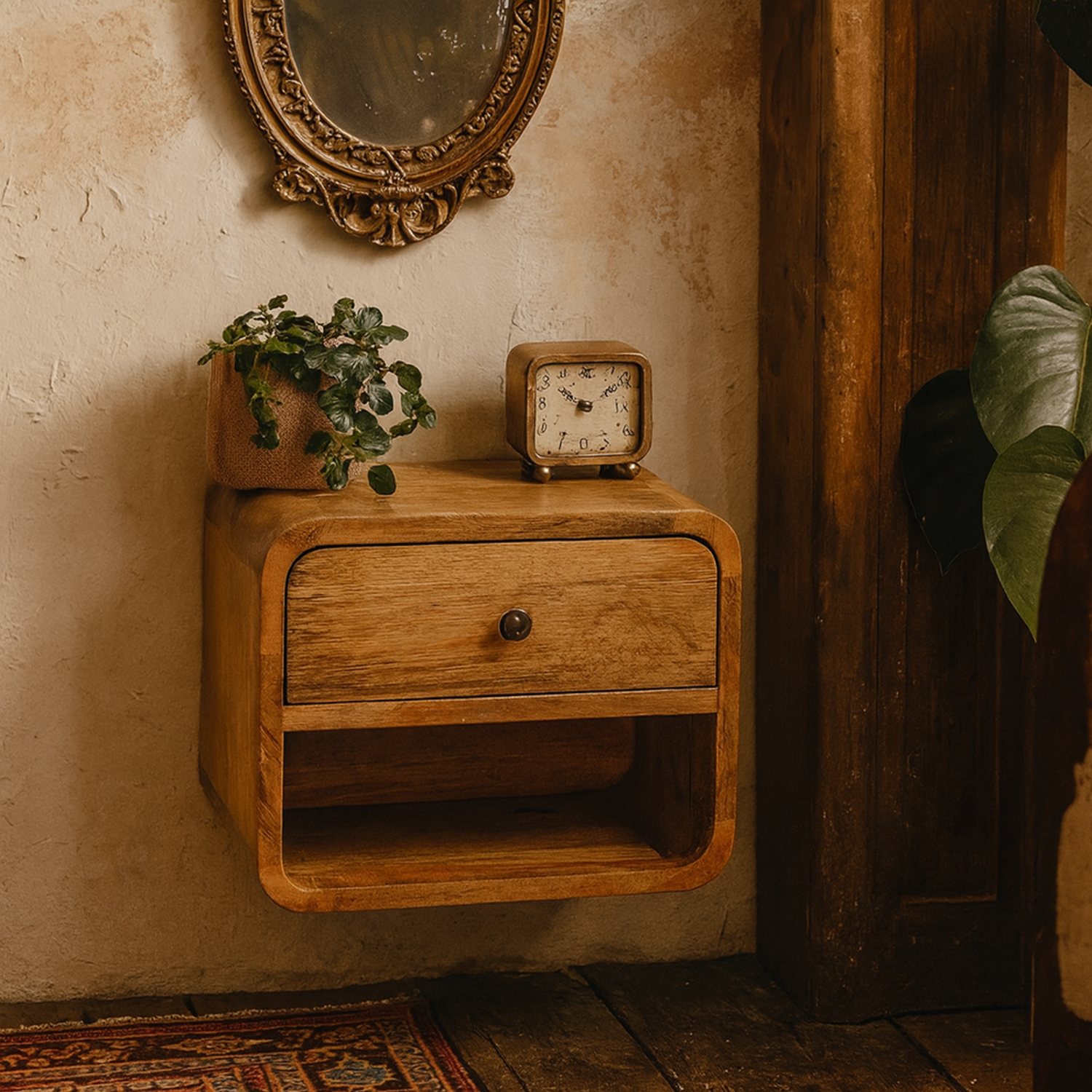Parma Mini Floating Bedside Table Mango Wood - Brown