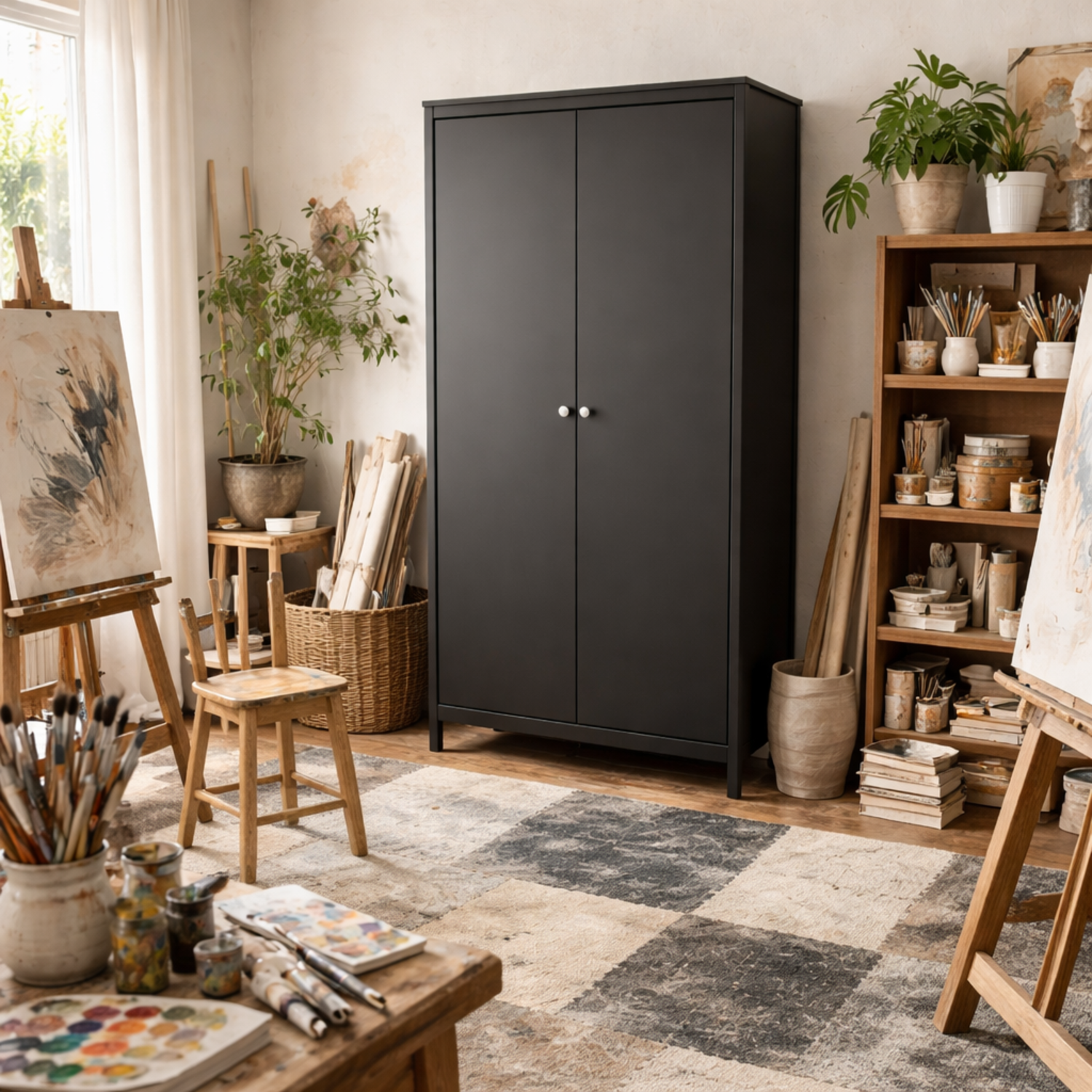 Gossmere 2 Door Matt Wardrobe - Black
