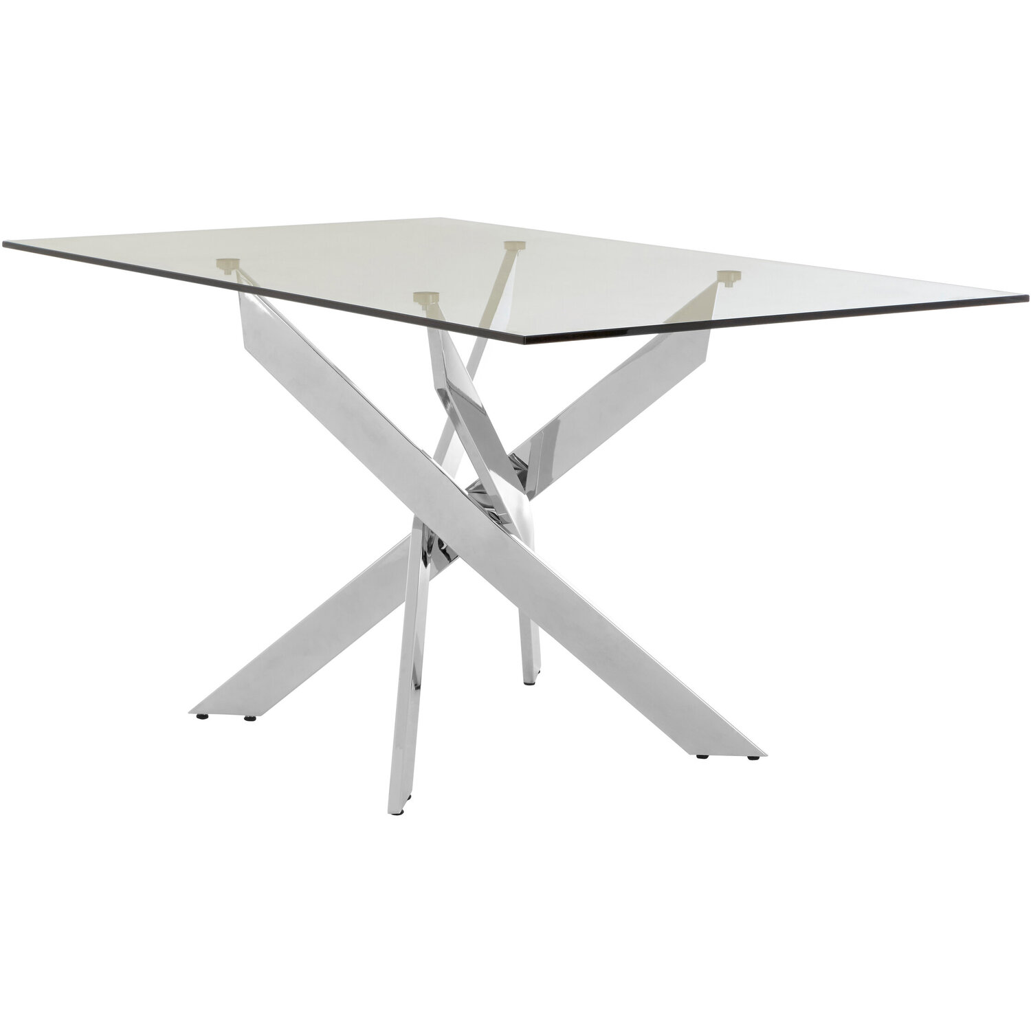 Allure Rectangular Intersected Base Dining Table - Silver