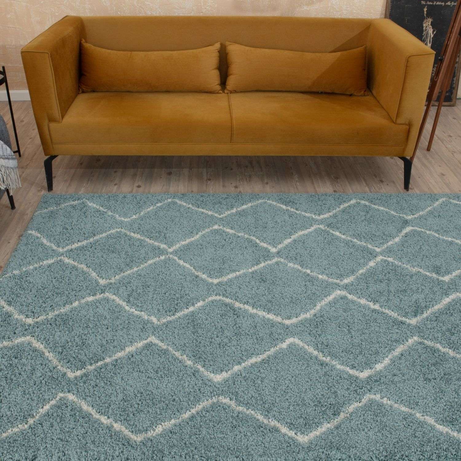 The Rugs Blue Moroccan Duck Egg Shaggy Rug | 850 - Image 3
