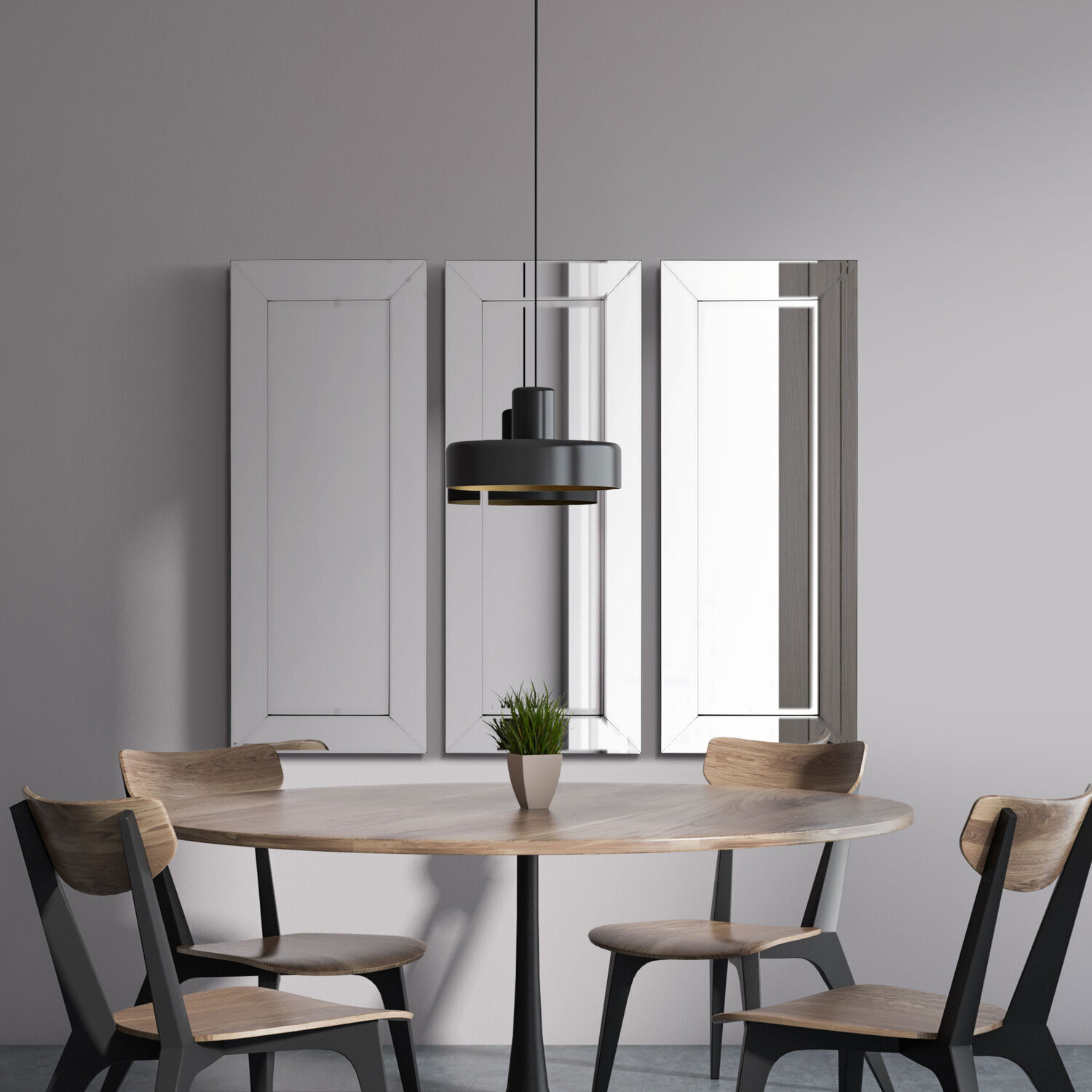 3 x Horsley All Glass Modern Dress Mirror - Silver