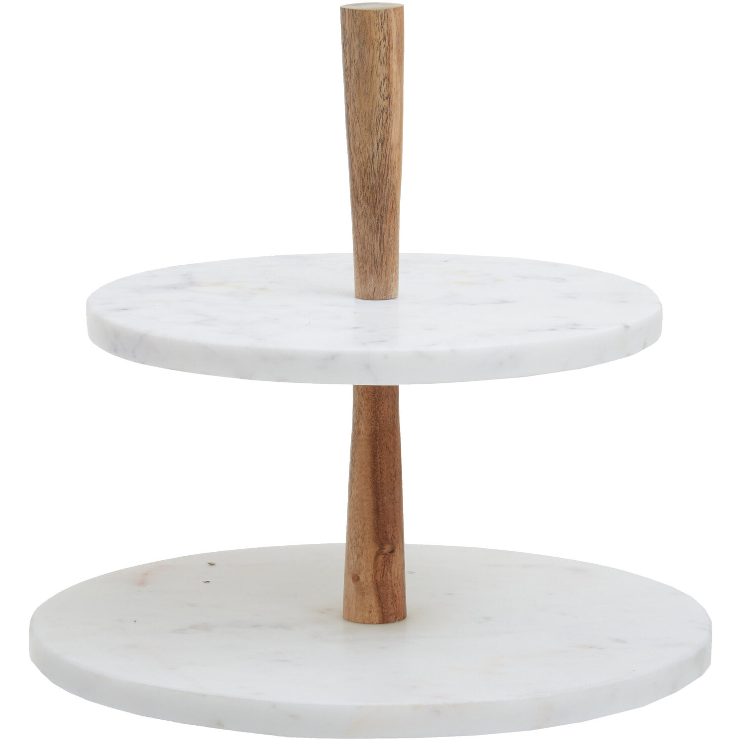 Maison By Premier Monzaro Two Tier Marble And Acacia Wood Cake Stand - White